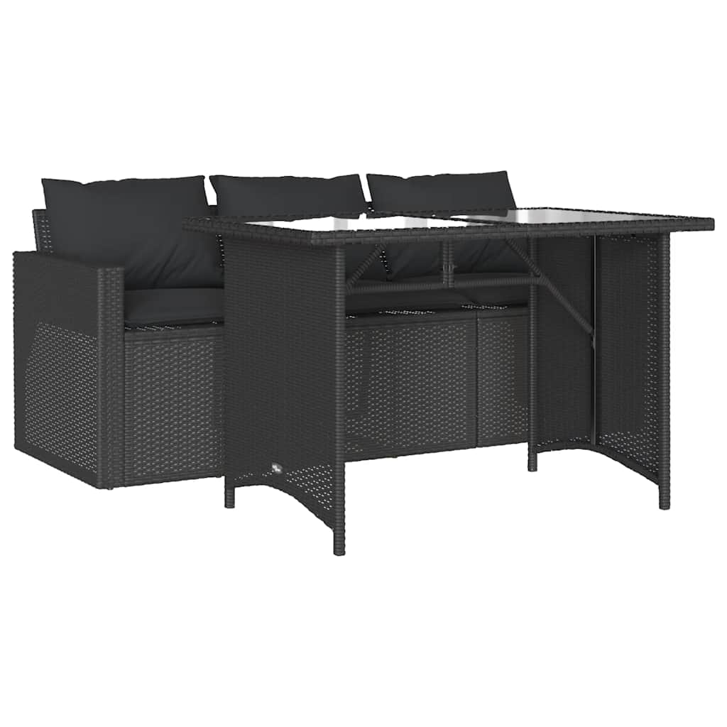 Set da Pranzo da Giardino 2 pz con Cuscini Nero in Polyrattan | homemem39