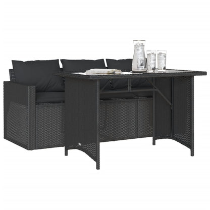 Set da Pranzo da Giardino 2 pz con Cuscini Nero in Polyrattan | homemem39