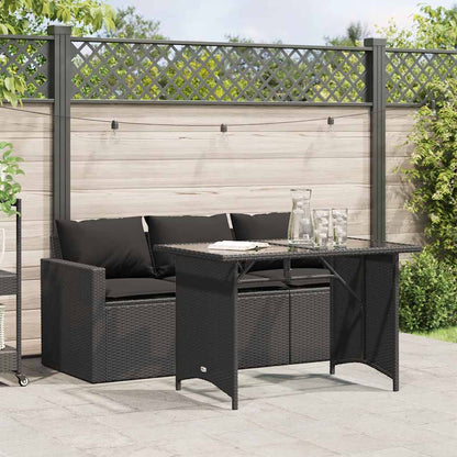 Set da Pranzo da Giardino 2 pz con Cuscini Nero in Polyrattan | homemem39
