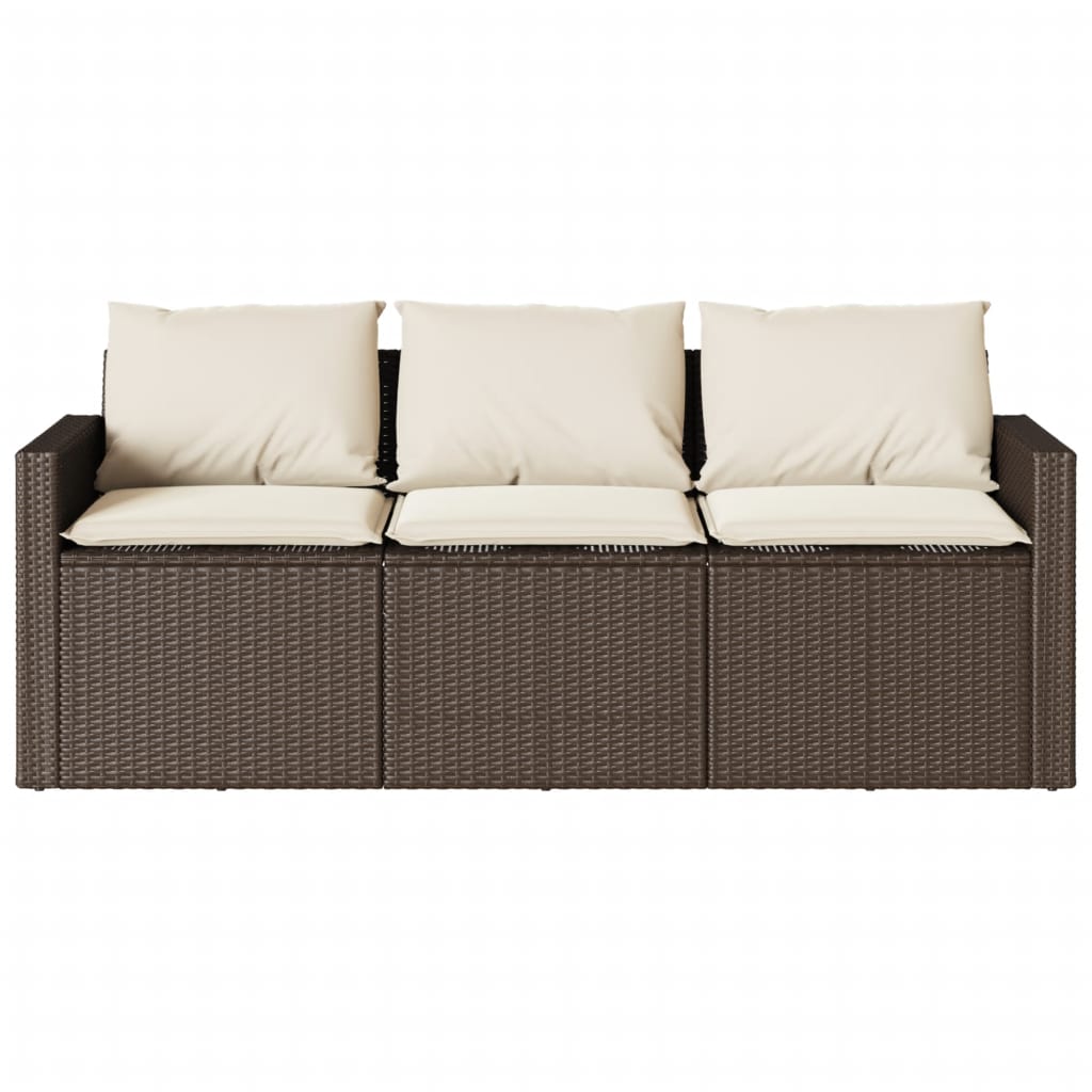 Set da Pranzo da Giardino 2pz con Cuscini in Polyrattan Marrone | homemem39