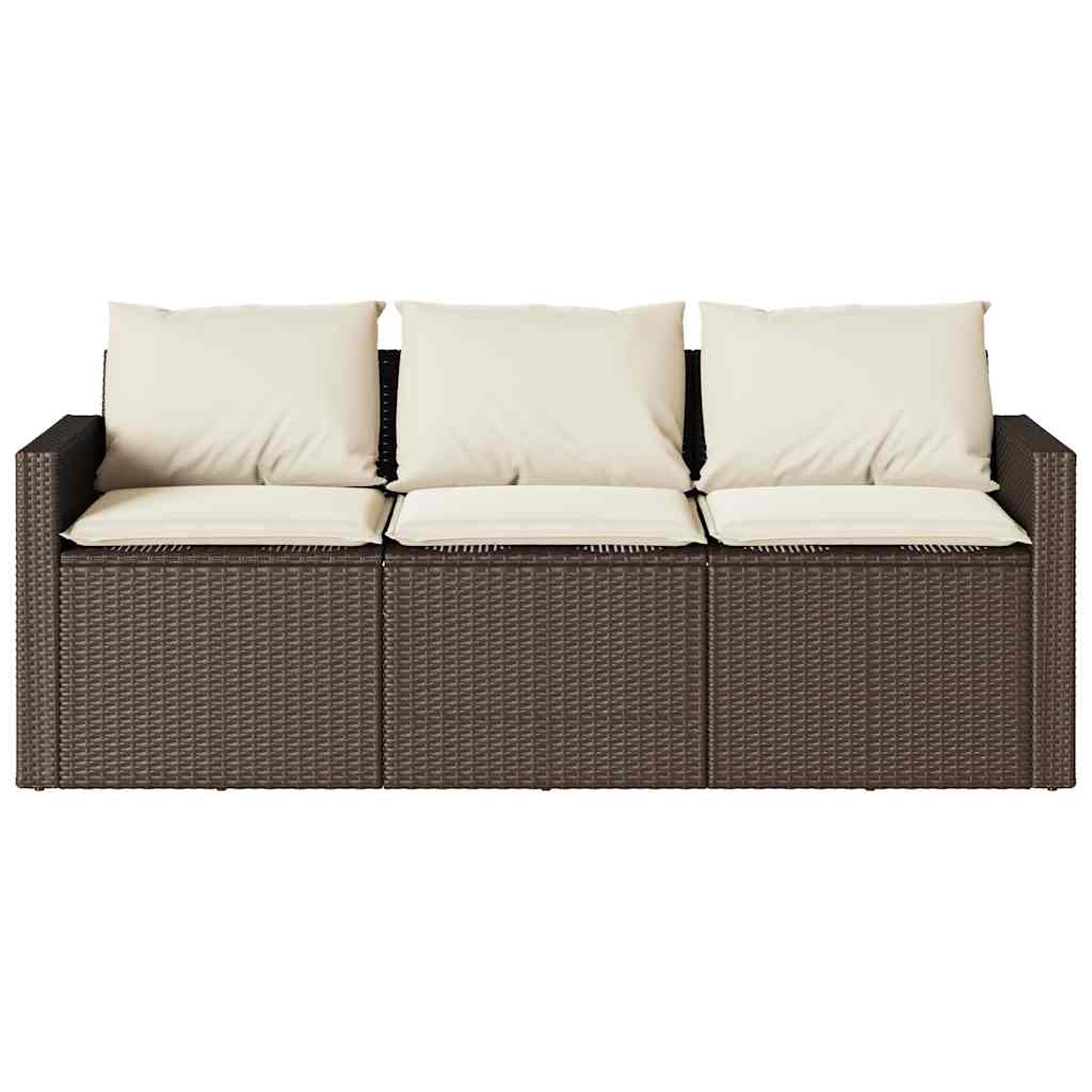Set da Pranzo da Giardino 2pz con Cuscini in Polyrattan Marrone