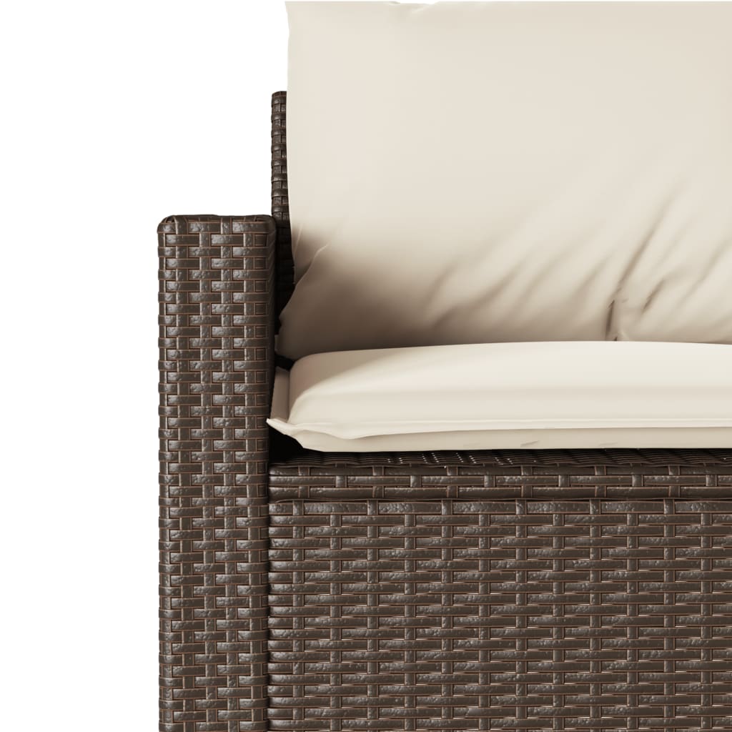Set da Pranzo da Giardino 2pz con Cuscini in Polyrattan Marrone | homemem39