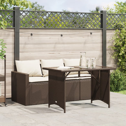 Set da Pranzo da Giardino 2pz con Cuscini in Polyrattan Marrone | homemem39
