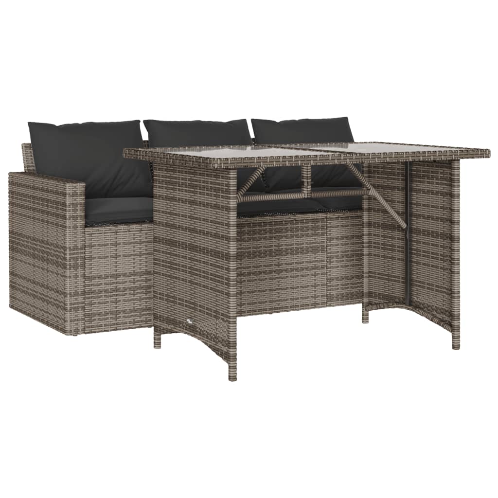 Set da Pranzo da Giardino 2 pz con Cuscini in Polyrattan Grigio | homemem39