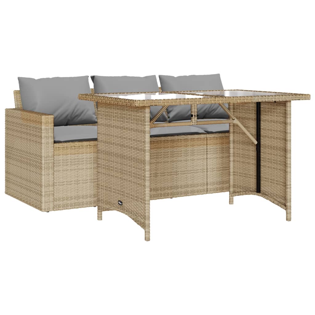 Set da Pranzo da Giardino 2 pz con Cuscini Beige in Polyrattan | homemem39