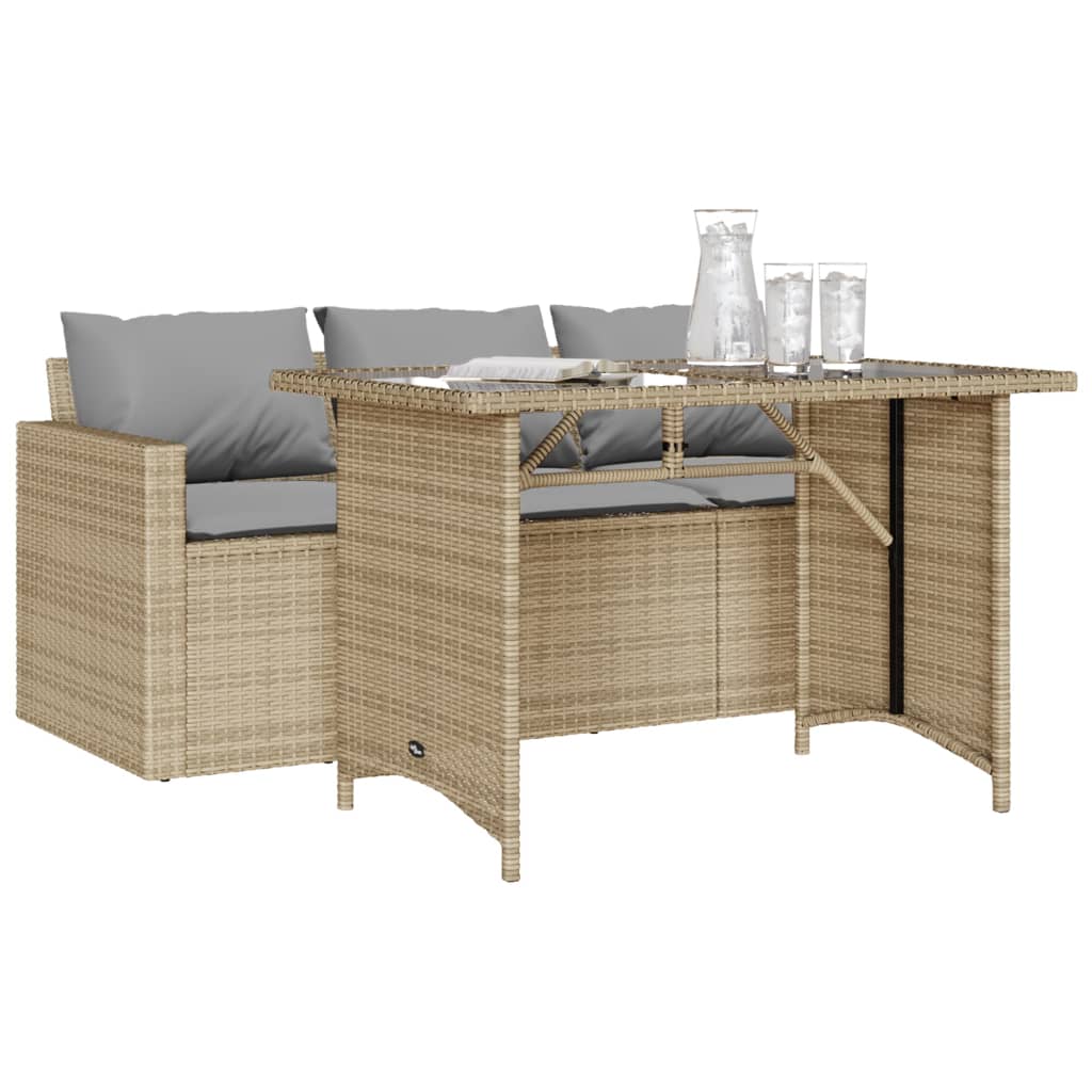 Set da Pranzo da Giardino 2 pz con Cuscini Beige in Polyrattan | homemem39