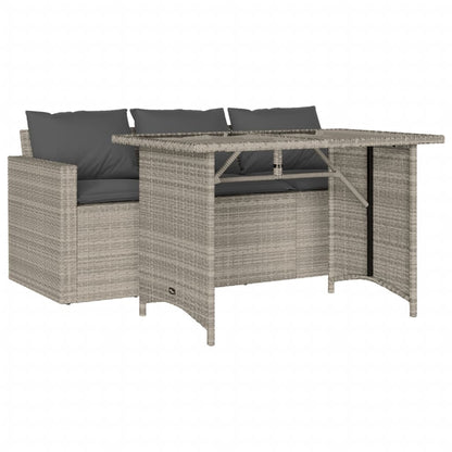Set da Pranzo da Giardino 2 pz con Cuscini in Polyrattan Grigio | homemem39