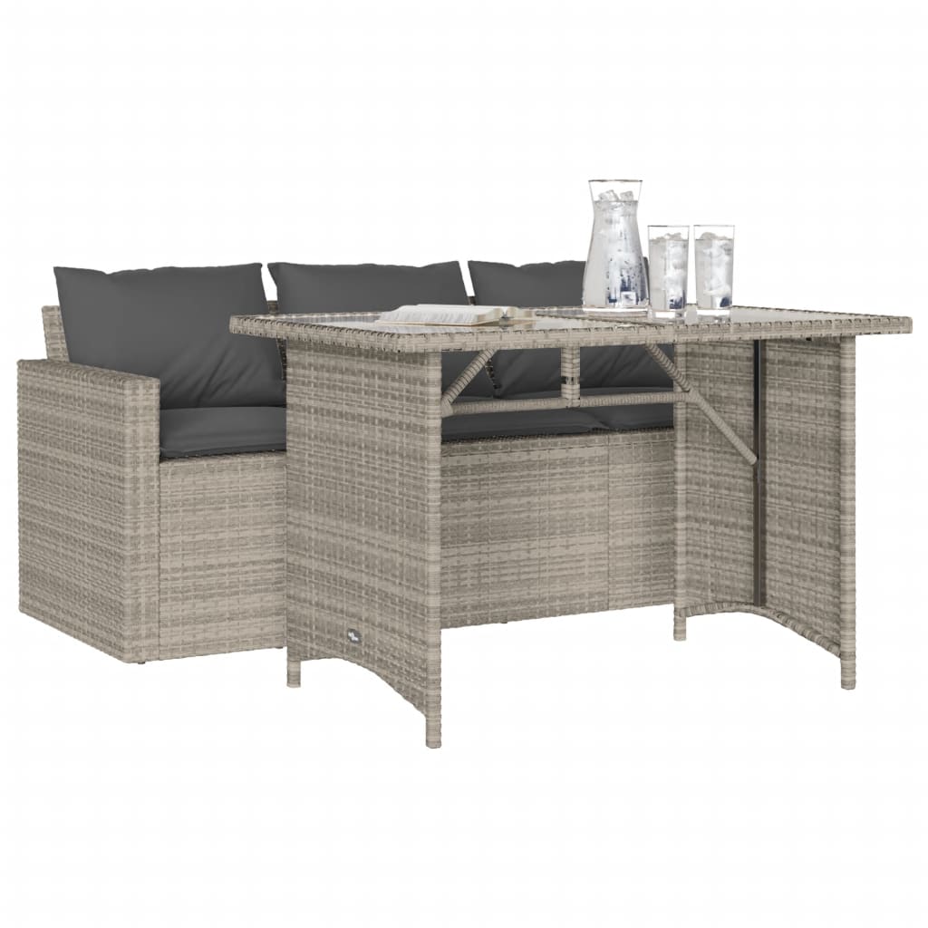 Set da Pranzo da Giardino 2 pz con Cuscini in Polyrattan Grigio | homemem39