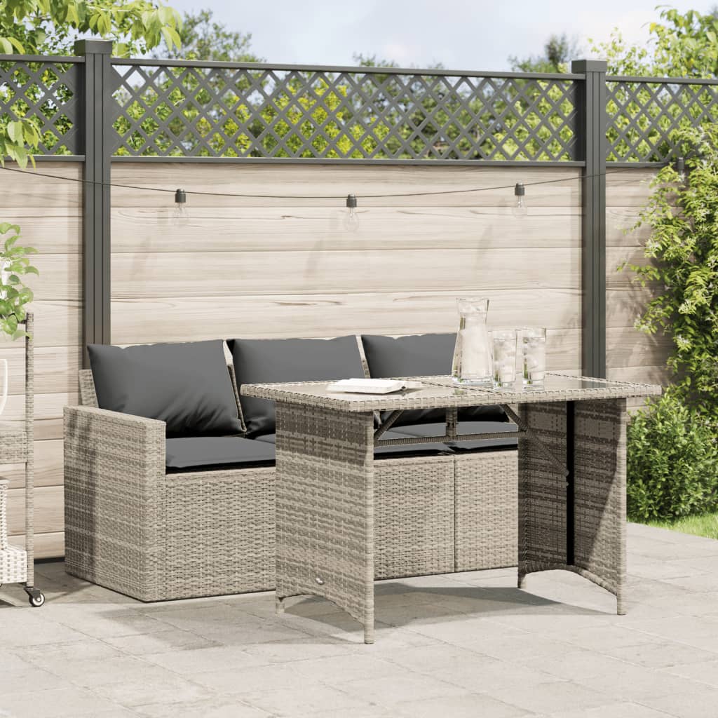 Set da Pranzo da Giardino 2 pz con Cuscini in Polyrattan Grigio | homemem39