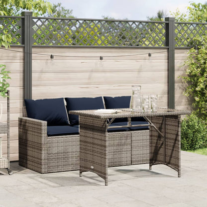 Set da Pranzo da Giardino 2 pz con Cuscini in Polyrattan Grigio