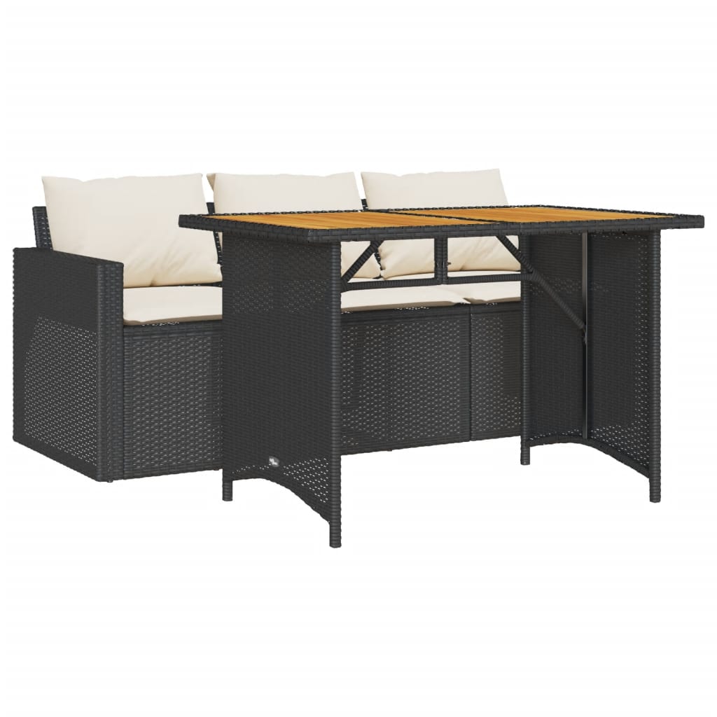 Set da Pranzo da Giardino 2 pz con Cuscini Nero in Polyrattan | homemem39