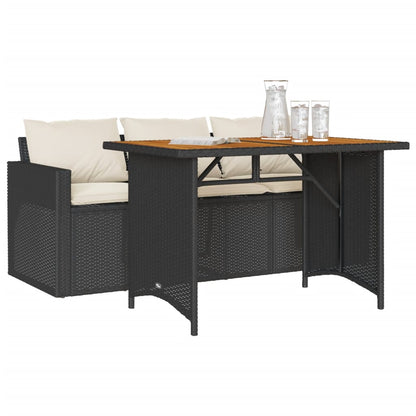 Set da Pranzo da Giardino 2 pz con Cuscini Nero in Polyrattan | homemem39