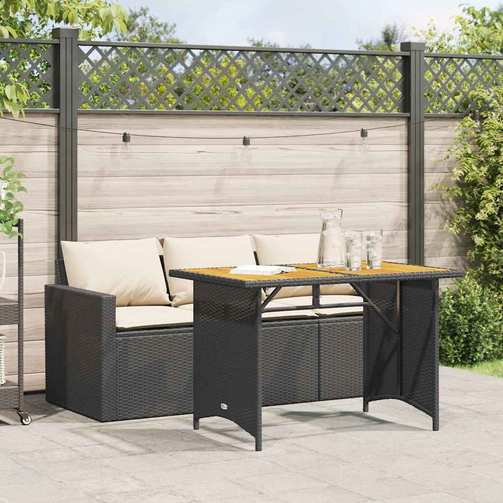 Set da Pranzo da Giardino 2 pz con Cuscini in Polyrattan