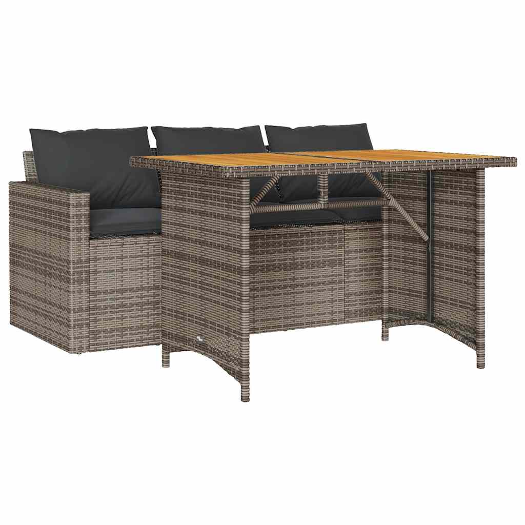 Set da Pranzo da Giardino 2 pz con Cuscini in Polyrattan