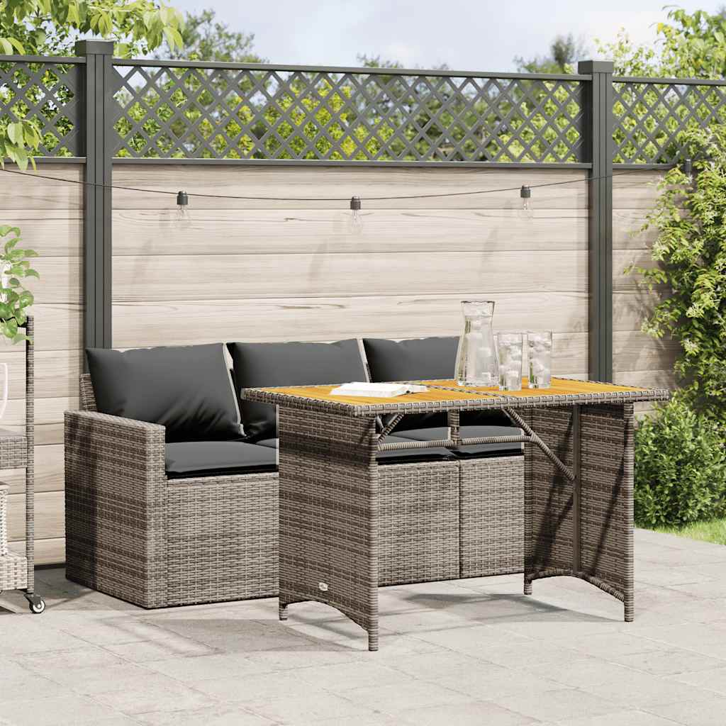 Set da Pranzo da Giardino 2 pz con Cuscini in Polyrattan