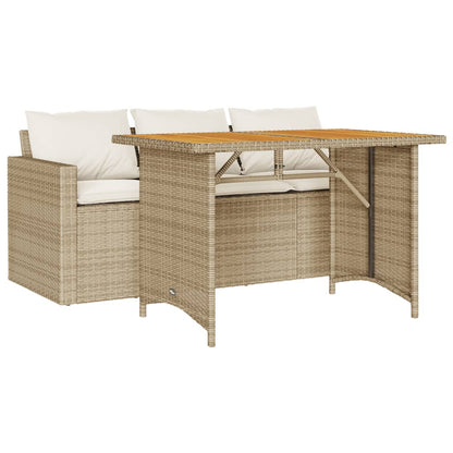 Set da Pranzo da Giardino 2 pz con Cuscini Beige in Polyrattan | homemem39