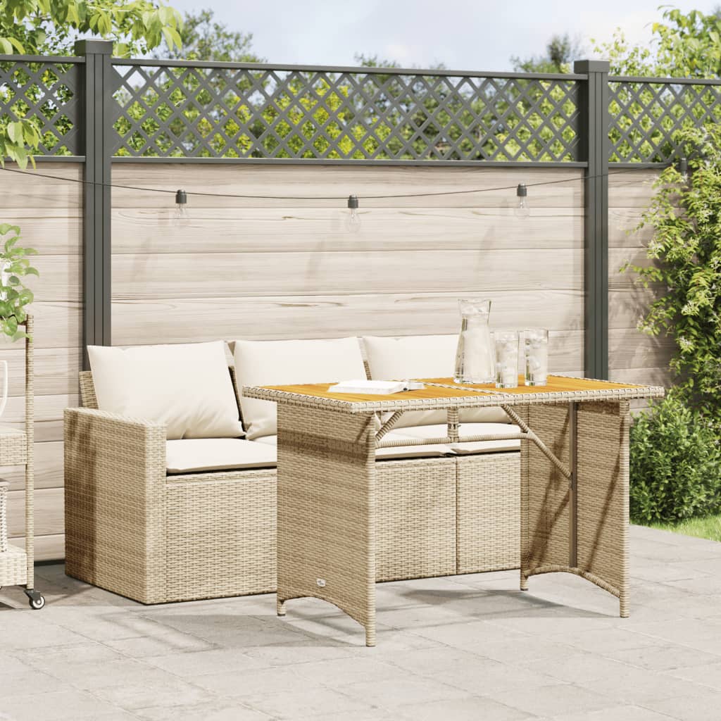 Set da Pranzo da Giardino 2 pz con Cuscini Beige in Polyrattan | homemem39