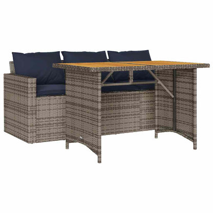 Set da Pranzo da Giardino 2 pz con Cuscini in Polyrattan