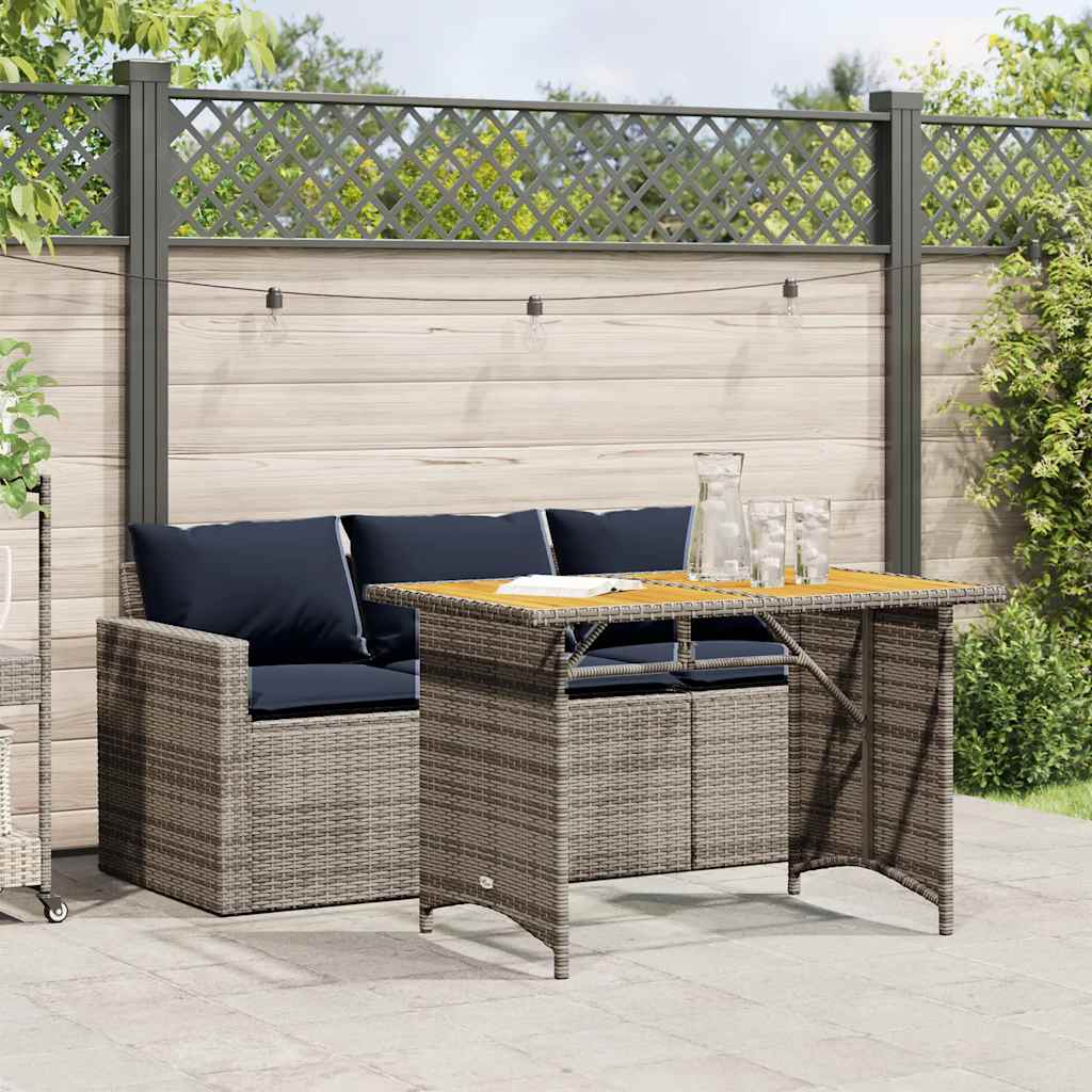 Set da Pranzo da Giardino 2 pz con Cuscini in Polyrattan