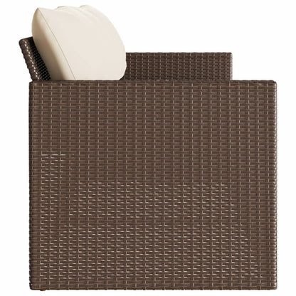 Divano da Giardino a 3 Posti con Cuscini in Polyrattan Marrone | homemem39