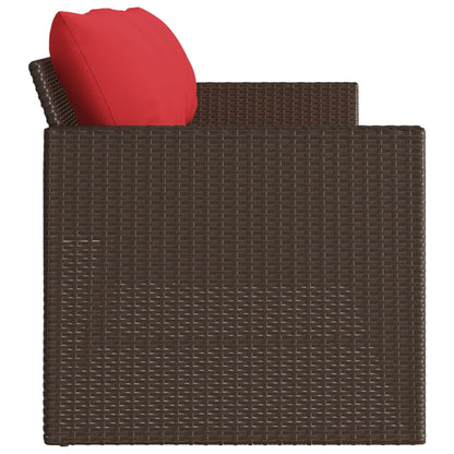 Divano da Giardino a 3 Posti con Cuscini in Polyrattan Marrone | homemem39