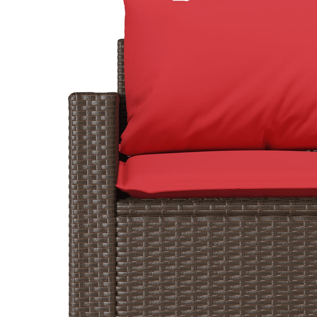 Divano da Giardino a 3 Posti con Cuscini in Polyrattan Marrone | homemem39