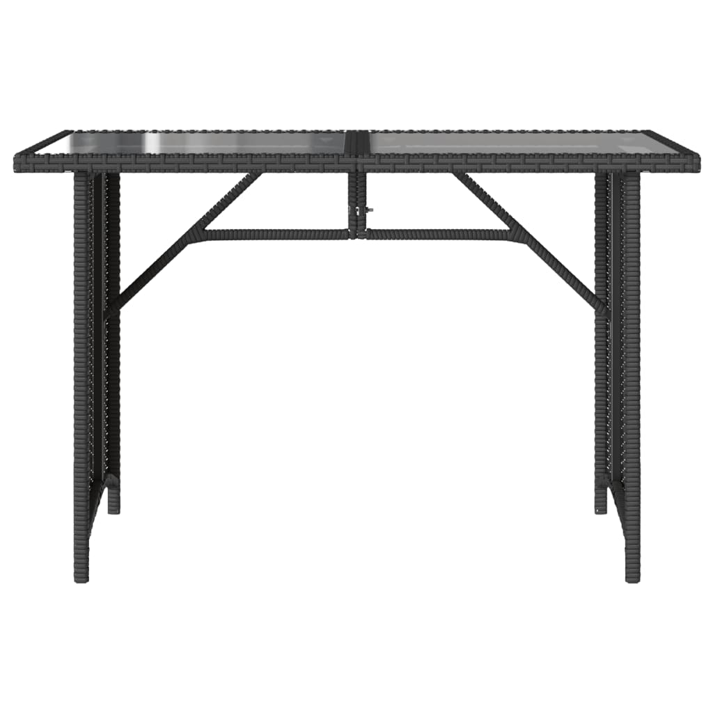Tavolo da Giardino Piano in Vetro Nero 110x68x70 cm Polyrattan