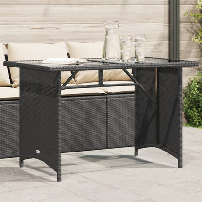 Tavolo da Giardino Piano in Vetro Nero 110x68x70 cm Polyrattan