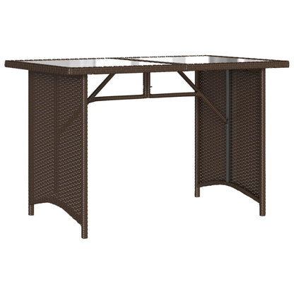 Tavolo Giardino Piano in Vetro Marrone 110x68x70 cm Polyrattan