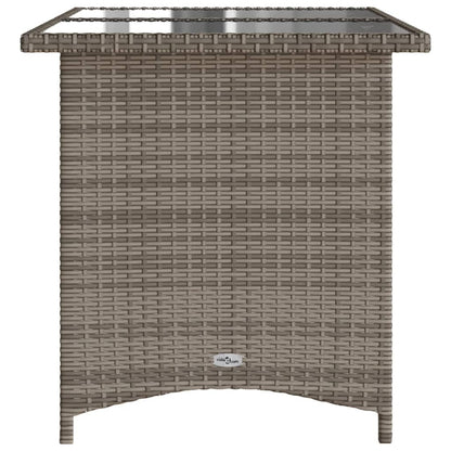 Tavolo da Giardino Piano in Vetro Grigio 110x68x70cm Polyrattan