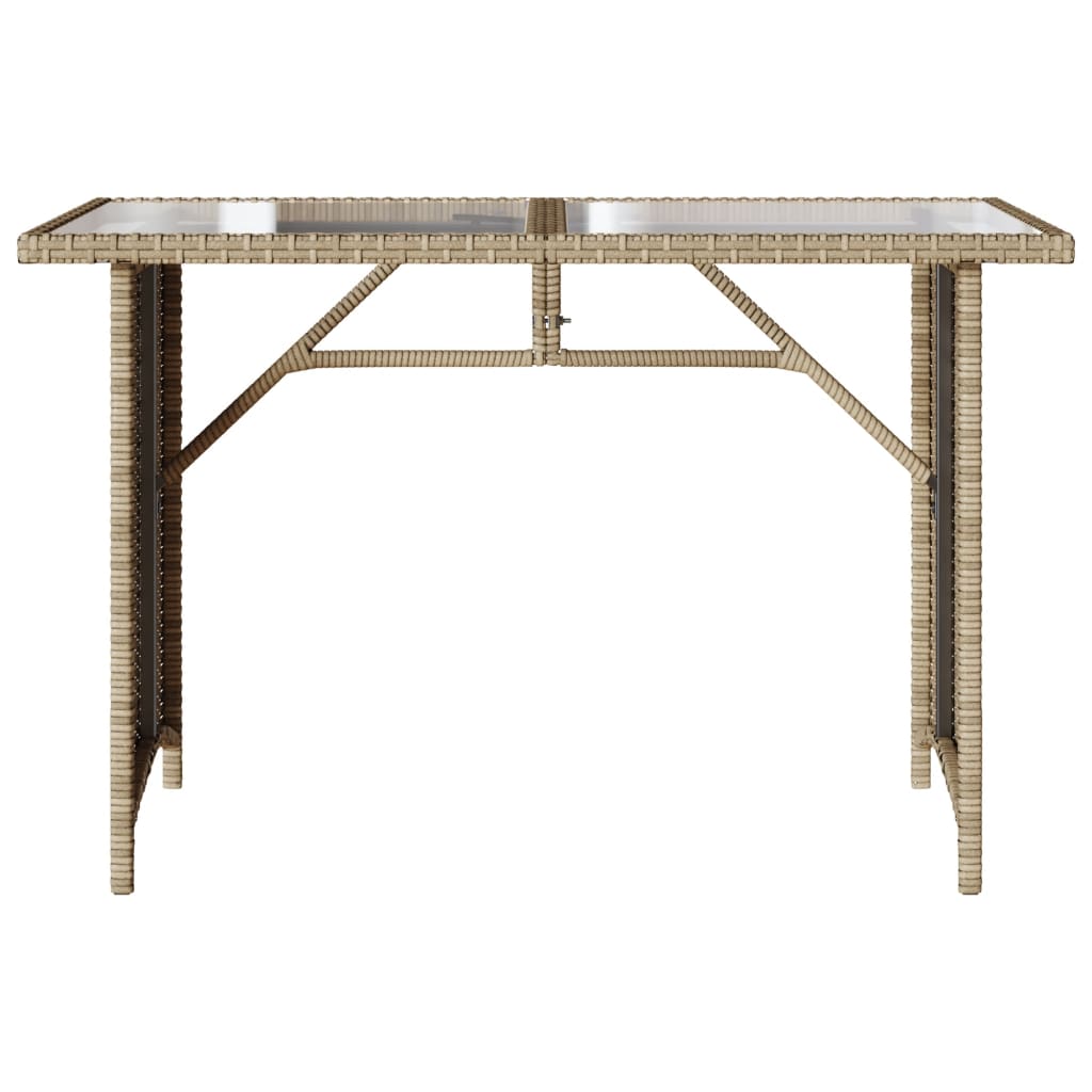 Tavolo da Giardino Piano in Vetro Beige 110x68x70 cm Polyrattan