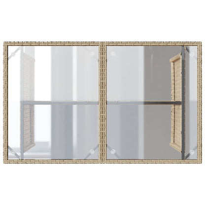 Tavolo da Giardino Piano in Vetro Beige 110x68x70 cm Polyrattan