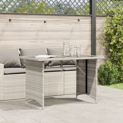 Tavolo Giardino Piano Vetro Grigio Chiaro 110x68x70 Polyrattan