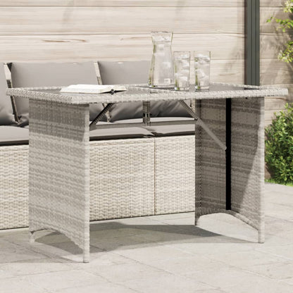 Tavolo Giardino Piano Vetro Grigio Chiaro 110x68x70 Polyrattan