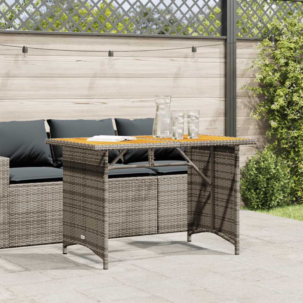 Tavolo da Giardino Piano in Legno Grigio 110x68x70cm Polyrattan - homemem39