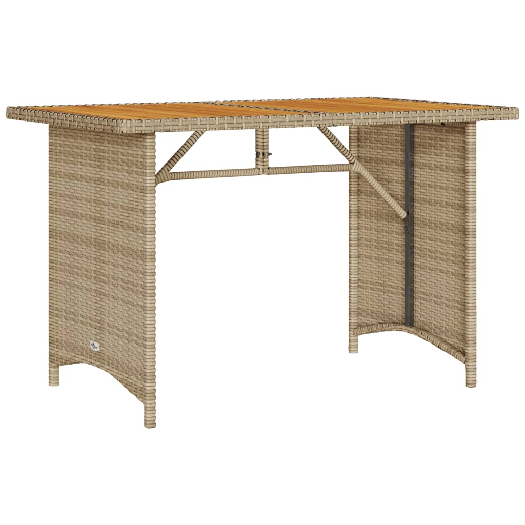 Tavolo da Giardino Piano in Legno Beige 110x68x70 cm Polyrattan | homemem39
