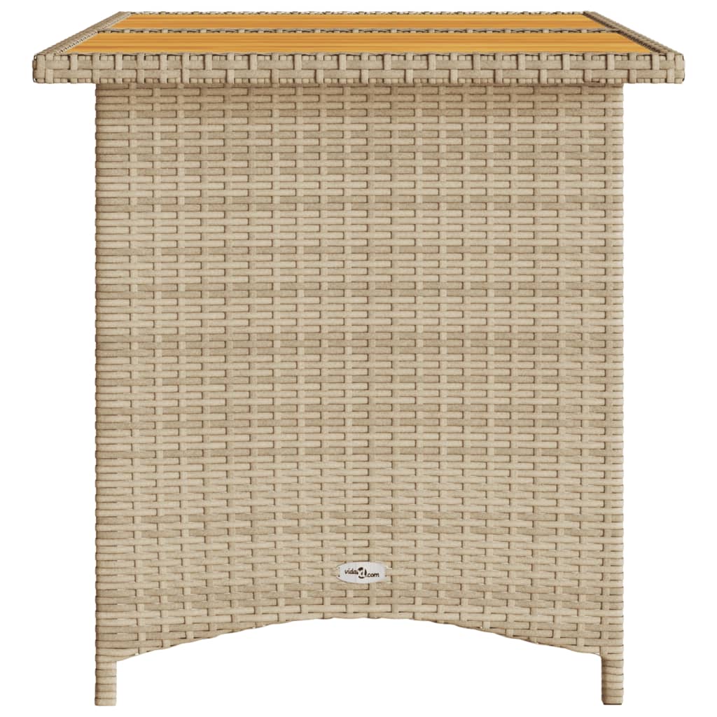Tavolo da Giardino Piano in Legno Beige 110x68x70 cm Polyrattan | homemem39