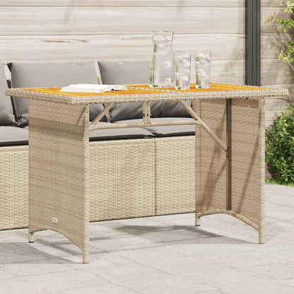Tavolo da Giardino Piano in Legno Beige 110x68x70 cm Polyrattan | homemem39