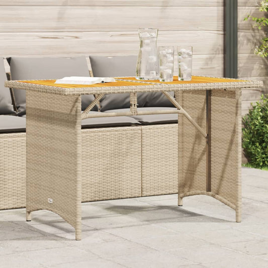 Tavolo da Giardino Piano in Legno Beige 110x68x70 cm Polyrattan | homemem39