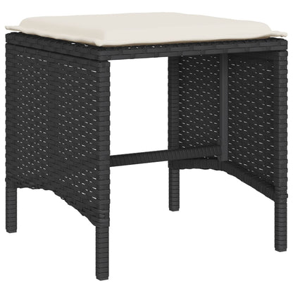 Set Divani da Giardino 4 pz con Cuscini Nero in Polyrattan | homemem39