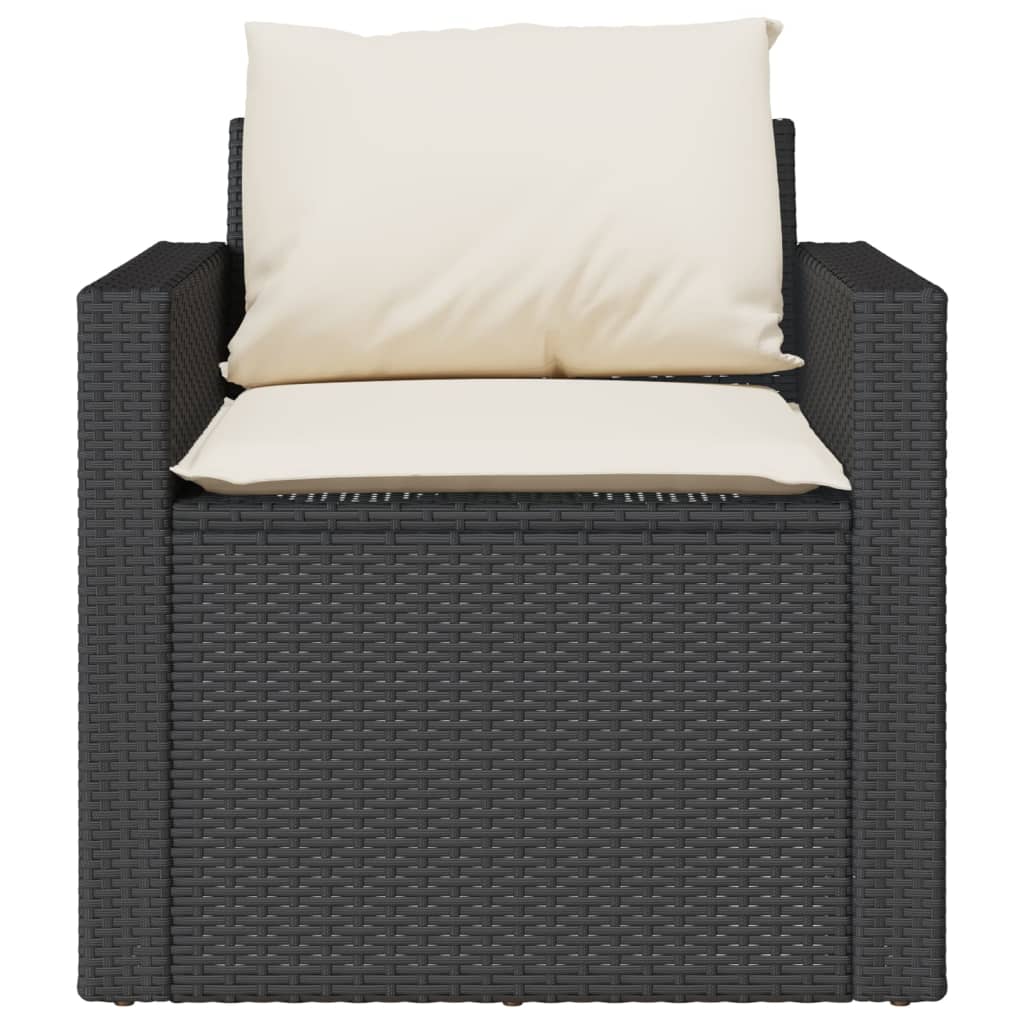 Set Divani da Giardino 4 pz con Cuscini Nero in Polyrattan | homemem39