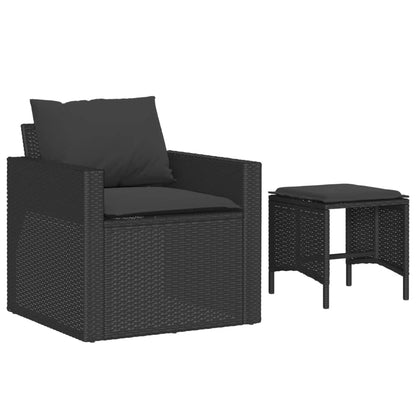 Set Divani da Giardino 4 pz con Cuscini Nero in Polyrattan - homemem39