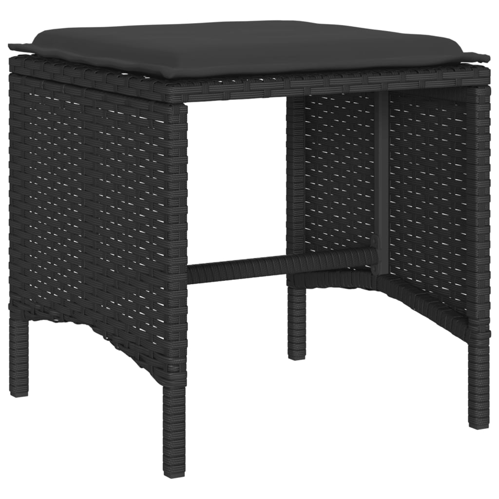 Set Divani da Giardino 4 pz con Cuscini Nero in Polyrattan - homemem39