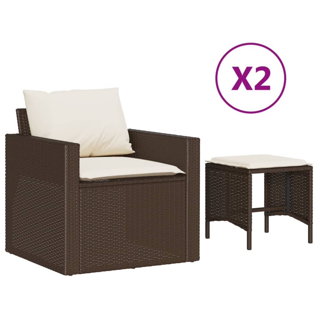 Set Divano da Giardino 4 pz con Cuscini Marrone in Polyrattan | homemem39