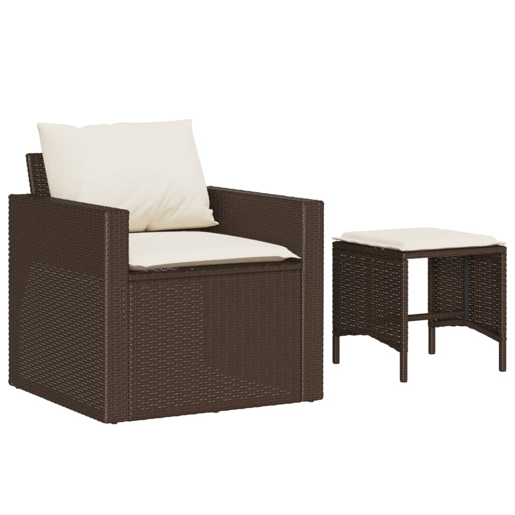 Set Divano da Giardino 4 pz con Cuscini Marrone in Polyrattan | homemem39