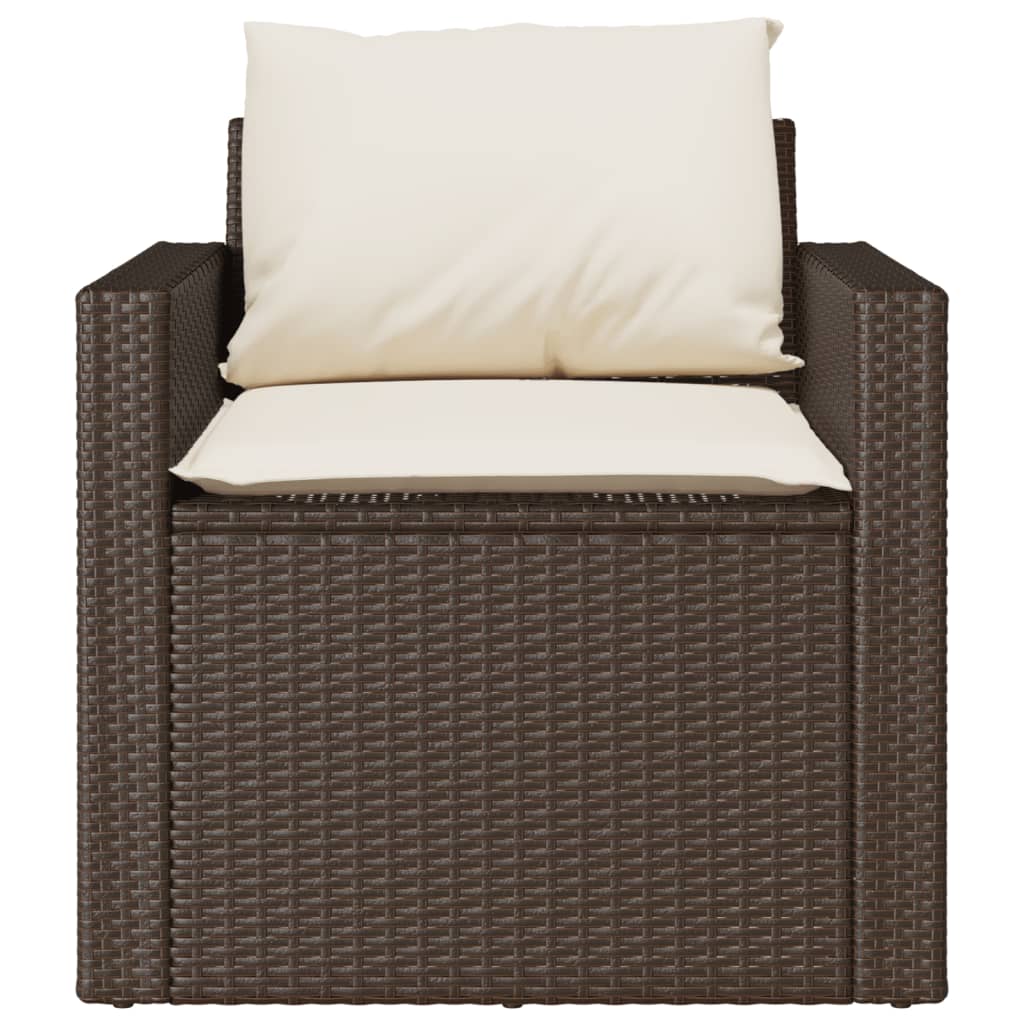 Set Divano da Giardino 4 pz con Cuscini Marrone in Polyrattan | homemem39