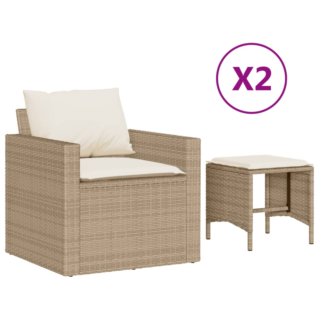 Set Divano da Giardino 4 pz con Cuscini Beige in Polyrattan - homemem39