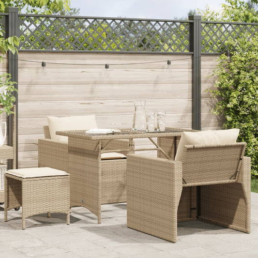 Set Divano da Giardino 4 pz con Cuscini Beige in Polyrattan - homemem39