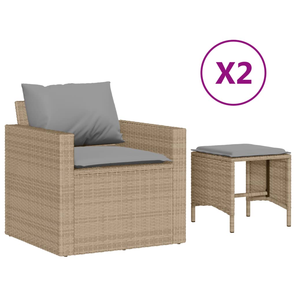 Set Divano da Giardino 4 pz con Cuscini Beige in Polyrattan | homemem39