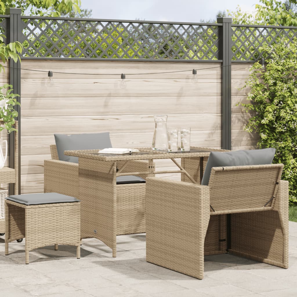 Set Divano da Giardino 4 pz con Cuscini Beige in Polyrattan | homemem39